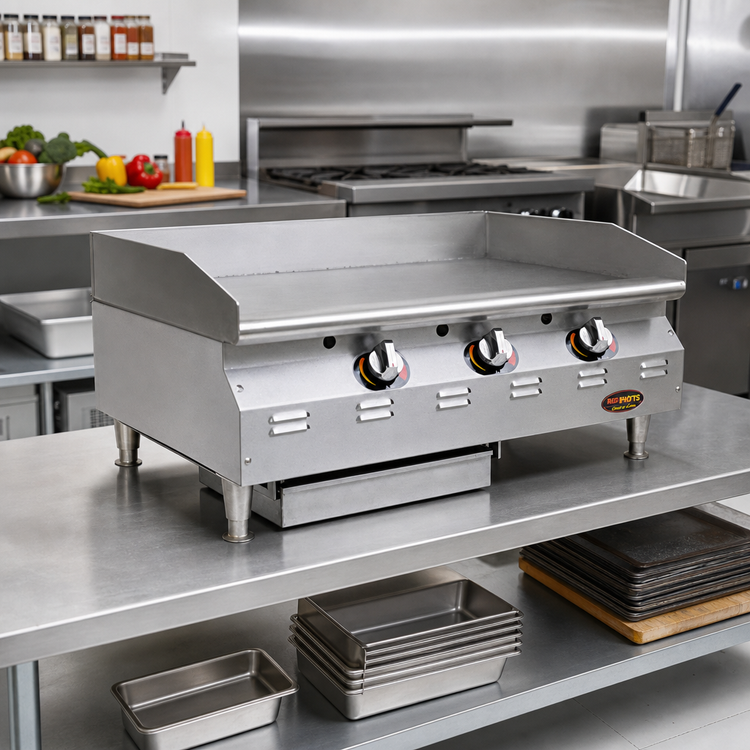 Product image #2 for RedHots Chef's Line Extra-Deep Countertop Natural Gas Griddle, 48-Inch, Thermostatic Snap-Action Controls