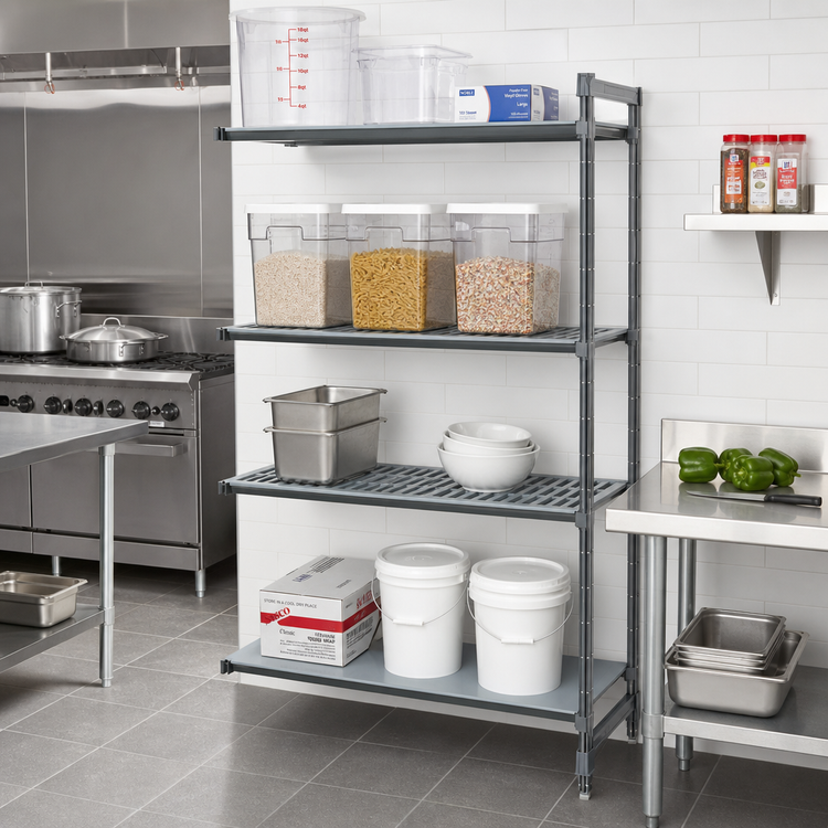 Product image #2 for Cambro Camshelving Basics Plus 4-Shelf Add-On Polymer Shelving Unit, 18" Deep x 30" Wide x 84" High, Vented and Solid