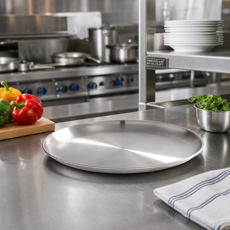 Product image #2 for American Metalcraft 8-Inch Round Stainless Steel Satin Finish Plate