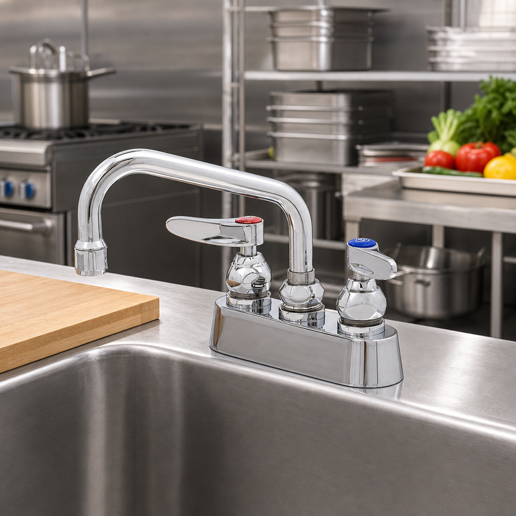 Product image #2 for T&S Brass B-1101 Deck-Mount Workboard Faucet with 8-Inch Swivel Nozzle and Quarter-Turn Eterna Cartridges