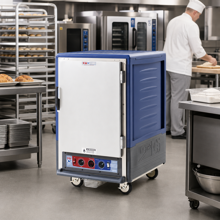 Product image #2 for Metro C5 3 Series Half-Height Mobile Heated Holding and Proofing Cabinet with Blue Insulation Armour, Solid Door, and Universal Slides