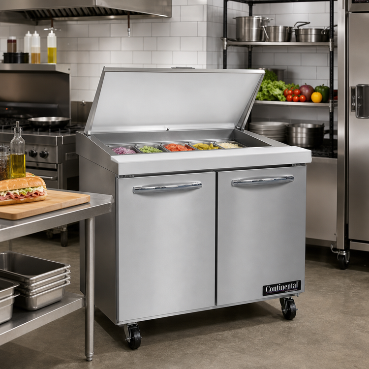 Product image #2 for Continental Refrigerator Mighty Top SW36N12M 36" Two-Section Refrigerated Sandwich Prep Table