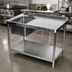Thumbnail image #2 for 60-Inch Left-Side Stainless Steel Prep Sink Table with Backsplash and Undershelf