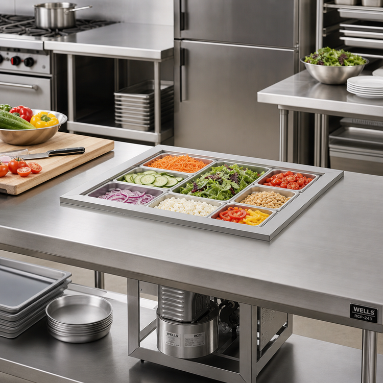 Product image #2 for Wells RCP-243 Drop-In Self-Contained Refrigerated Cold Food Well, 8 x 1/3 Size Pan Capacity