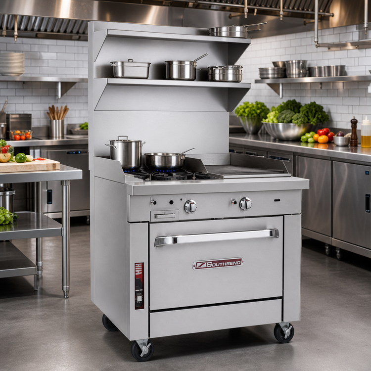 Product image #2 for Southbend Platinum 32-Inch Heavy Duty Gas Range with 2 Open Burners, 16-Inch Hot Top and Standard Oven