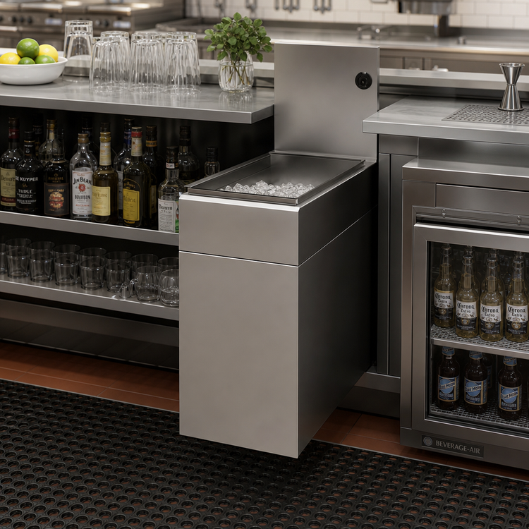Product image #2 for Glastender IBA-6 Underbar Stainless Steel Ice Bin with Sliding Cover, 17 lb. Capacity