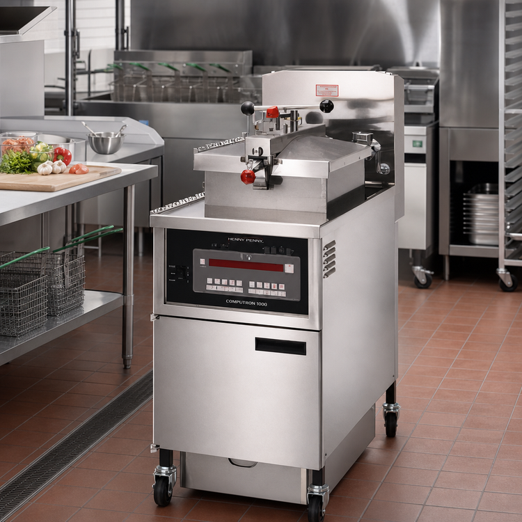 Product image #2 for Henny Penny PFG 600 4-Head Natural Gas Pressure Fryer with Built-In Filtration, 43 lb Oil Capacity