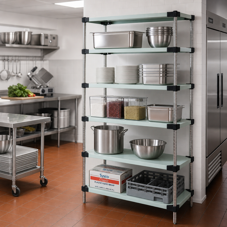 Product image #2 for Quantum 5-Shelf Solid Stainless Steel Shelving Starter Kit, 24"W x 21"D x 63"H