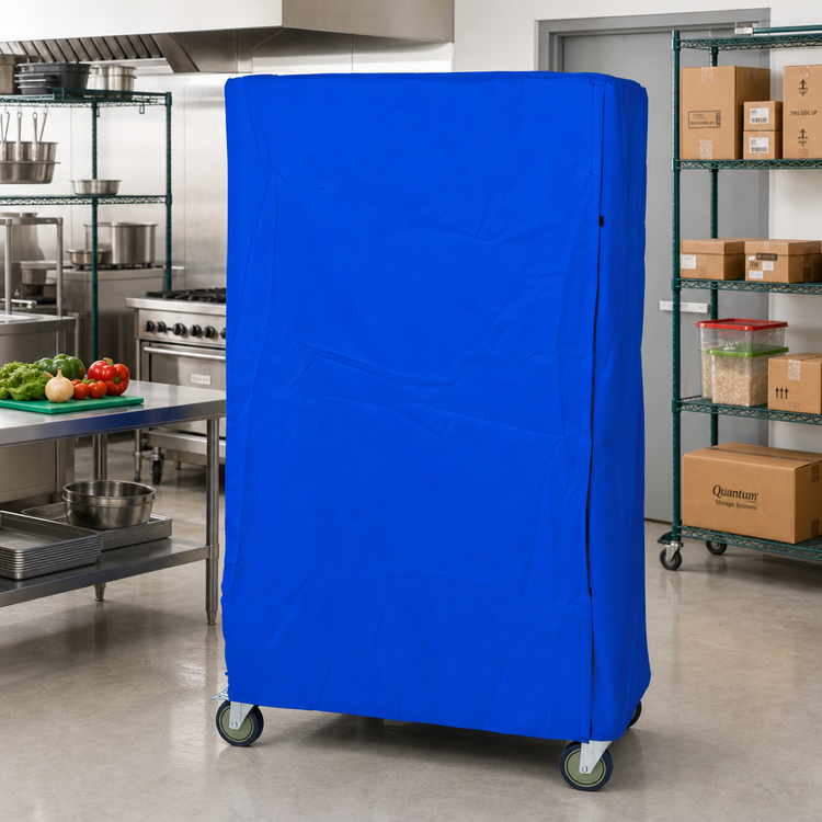 Product image #2 for Quantum 18"D x 60"W x 63"H Blue Nylon Wire Cart Cover with Zipper Flap