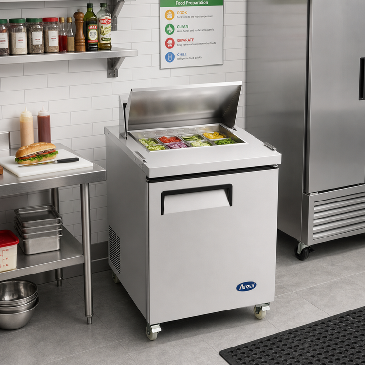 Product image #2 for Atosa 27-1/2-Inch Wide 1-Section Mega Top Sandwich/Salad Prep Table Refrigerator with 12 1/6 Pans