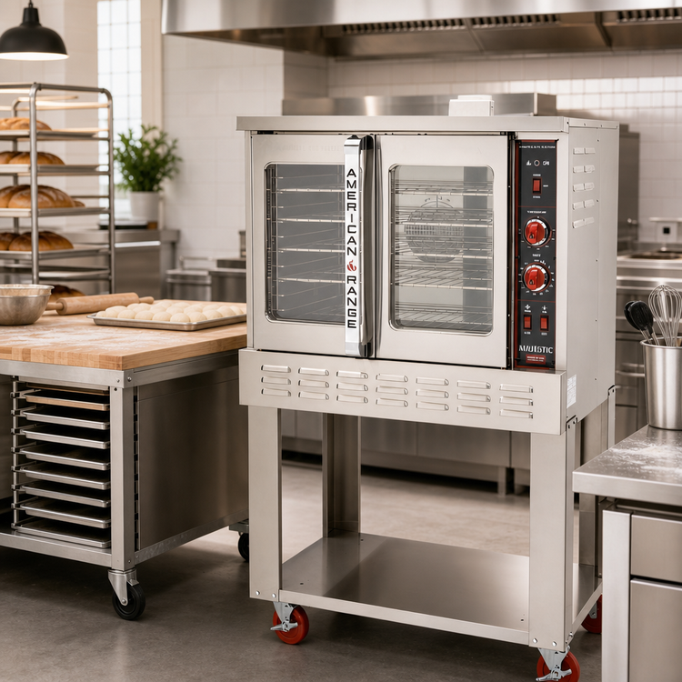 Product image #3 for American Range Majestic Single-Deck Bakery Depth Gas Convection Oven with 50/50 Glass Doors