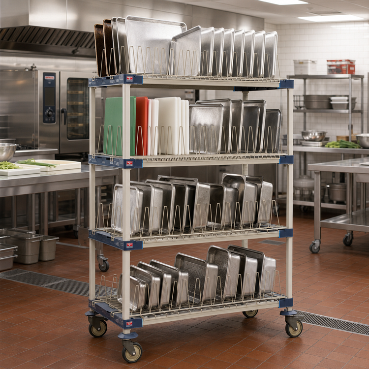 Product image #2 for MetroMax 4 48-Inch Mobile 4-Tier Drying Rack Unit for Trays, Cutting Boards, Sheet Pans and Steam Pans