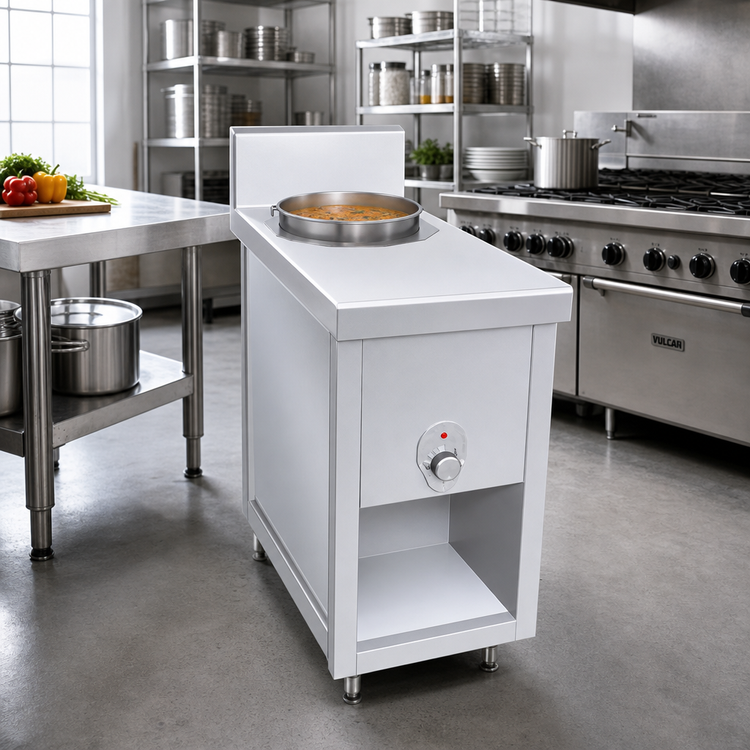 Product image #2 for La Rosa Refrigeration Open Cabinet Base Soup Warmer Utility Stand with 11 Qt Warmer, 16 Inch Wide