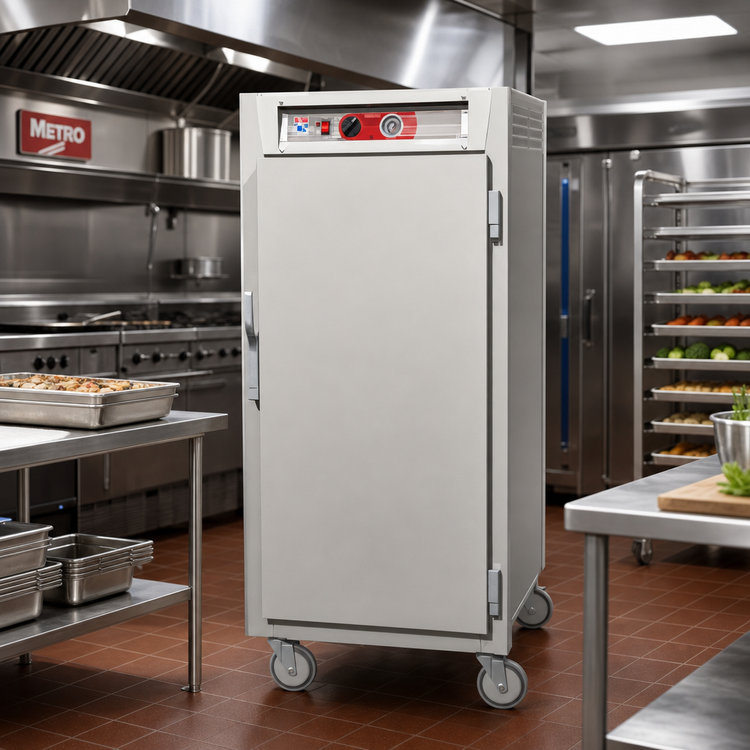 Product image #2 for Metro C5 6 Series 3/4 Height Mobile Heated Holding Cabinet with Solid Door, Lip-Load Slides, 27 Full-Size Pan Capacity, 120V