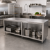 Thumbnail image #2 for John Boos Stainless Steel Work Table with Open Front Cabinet Base, 108 x 36 Inches, 14-Gauge Flat Top