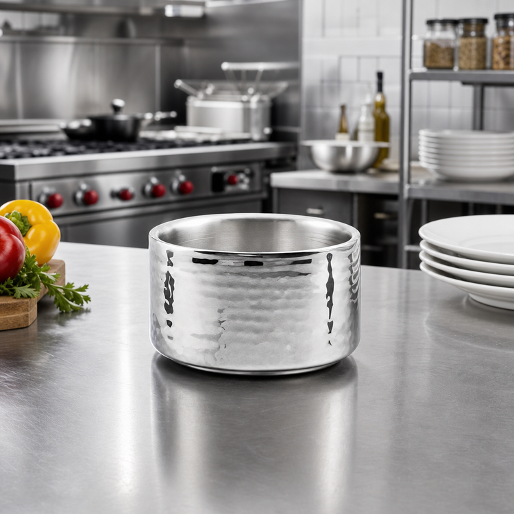 Product image #2 for American Metalcraft 17 oz. 4-3/4-Inch Double Wall Hammered Stainless Steel Round Serving Bowl
