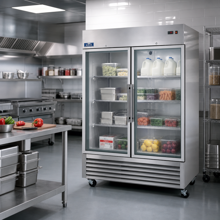 Product image #2 for Arctic Air AGR49 Two-Section Glass Door Reach-In Refrigerator, 49 Cu. Ft., Stainless Steel