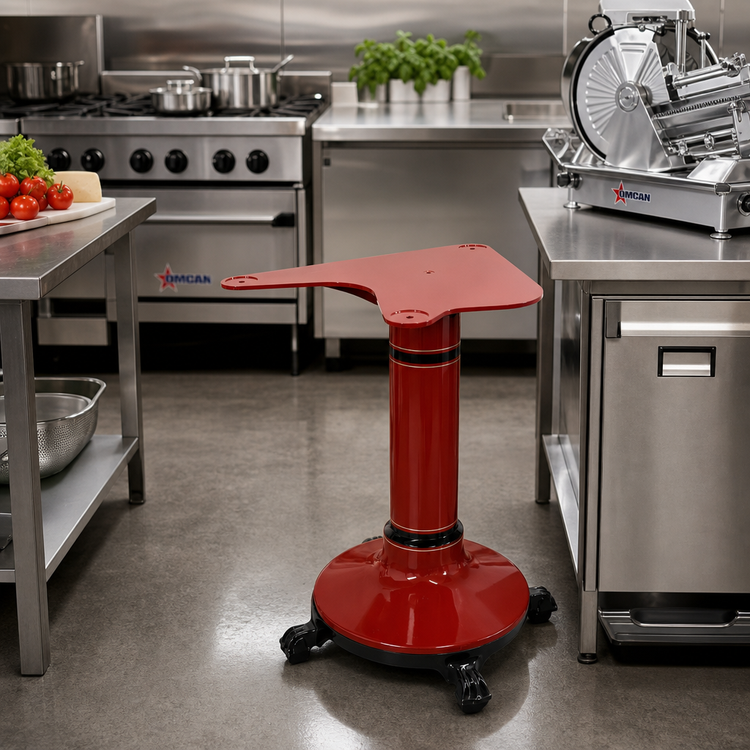 Product image #2 for Omcan USA Pedestal Stand for Volano S37 Slicer with Cast Iron Base and Casters