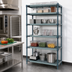 Thumbnail image #2 for Quantum 5-Tier Stationary Wire Plastic Mat Shelving Unit, 72 x 18 x 86 Inches