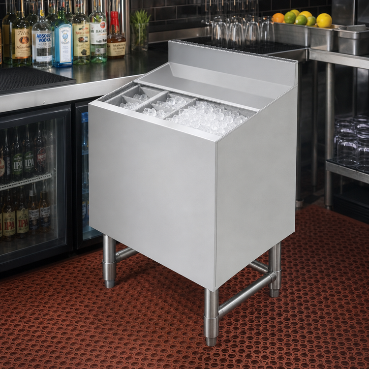 Product image #2 for Sapphire 24-Inch Wide Underbar Ice Bin with 10-Circuit Cold Plate, 77-Lb Capacity