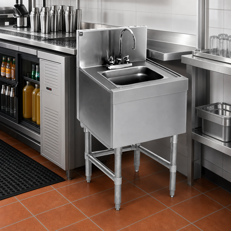 Product image #2 for Eagle Group Spec-Bar 18" x 19" Underbar Wet Waste Sink with Faucet and 6" Deep Bowl