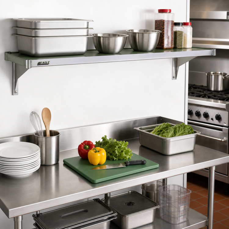 Product image #2 for Eagle Group Valu-Gard Solid Shelf with Marine Edge, 36" x 14", Green Epoxy Finish