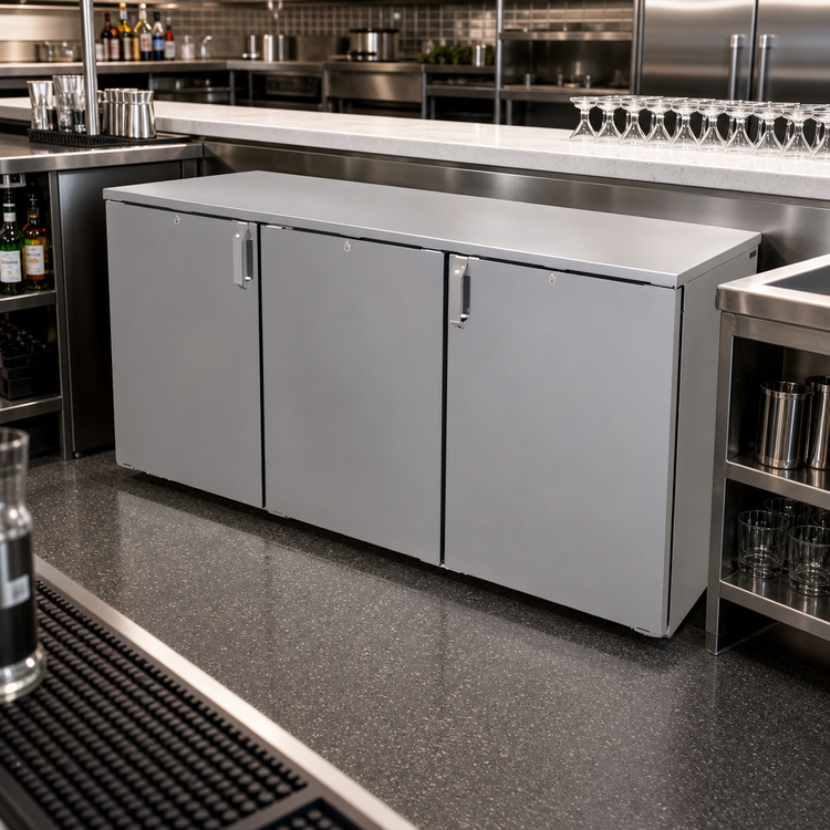Product image #2 for Glastender CP1RL60 Pass-Thru Back Bar Cooler, 60-Inch, 3-Section, Remote Refrigeration, Low Profile