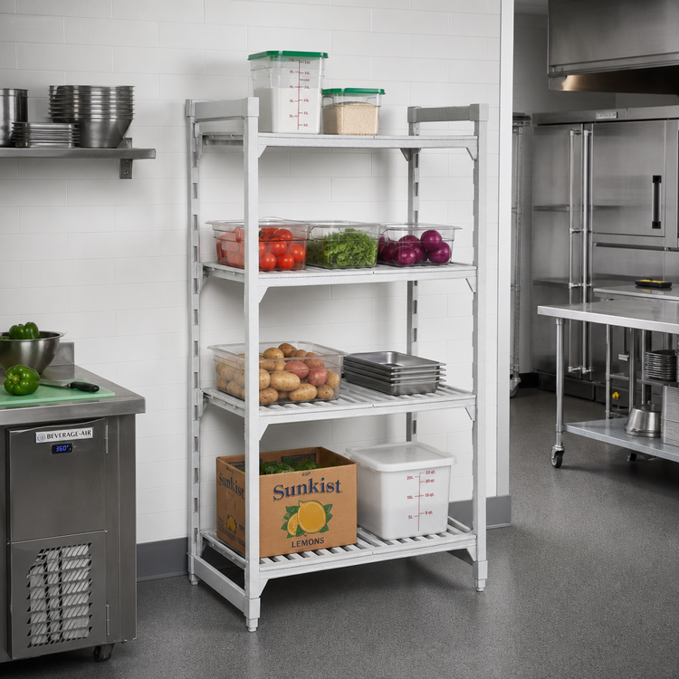 Product image #3 for Cambro Camshelving Premium 4-Shelf Vented Stationary Starter Unit, 24"W x 21"D x 84"H