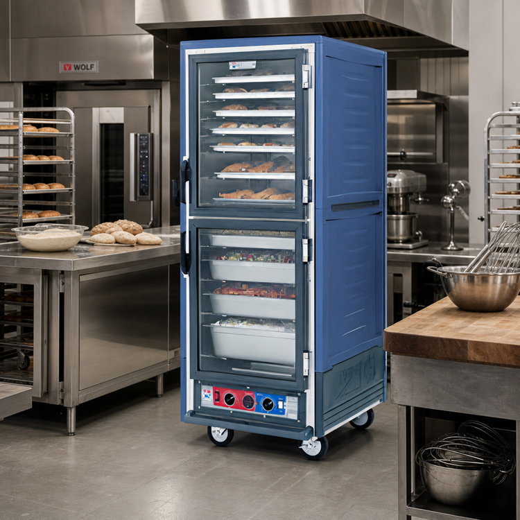 Product image #2 for Metro C5 3 Series Full-Height Mobile Moisture Heated Holding and Proofing Cabinet with Dutch Clear Doors and Lip Load Slides