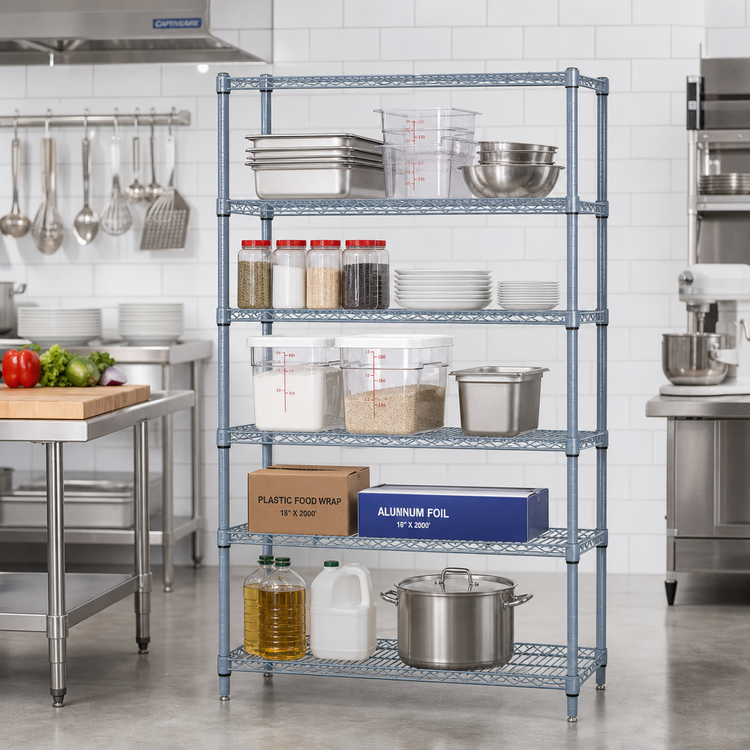 Product image #2 for 36" x 12" x 54" Gray Epoxy Wire Shelving Starter Kit with 5 Shelves