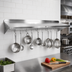 Thumbnail image #2 for John Boos Stallion 120-Inch Wall-Mounted 16-Gauge Stainless Steel Pot Rack Shelf with 10 Hooks