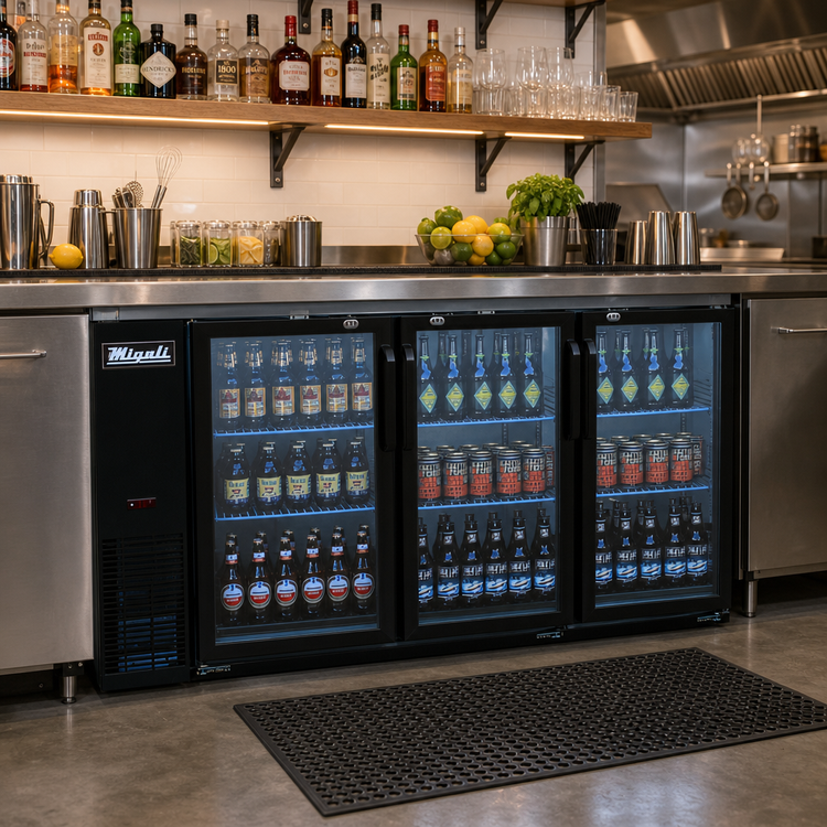 Product image #3 for Migali Competitor Series Three-Section Glass Door Refrigerated Back Bar Cooler, 72.8-Inch Wide, 19.6 Cu. Ft.