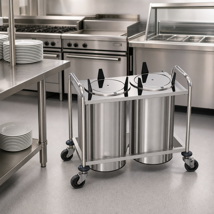 Product image #2 for Atlas Metal 2-Stack Mobile Open Frame Plate Dispenser for 10-1/8 Inch Plates, Unheated