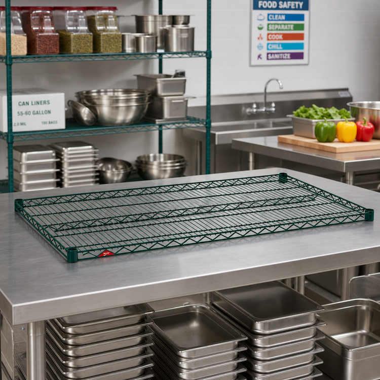 Product image #3 for Metro Super Erecta Super Wide 42" x 30" Wire Shelf, Metroseal Green Epoxy-Coated with Microban
