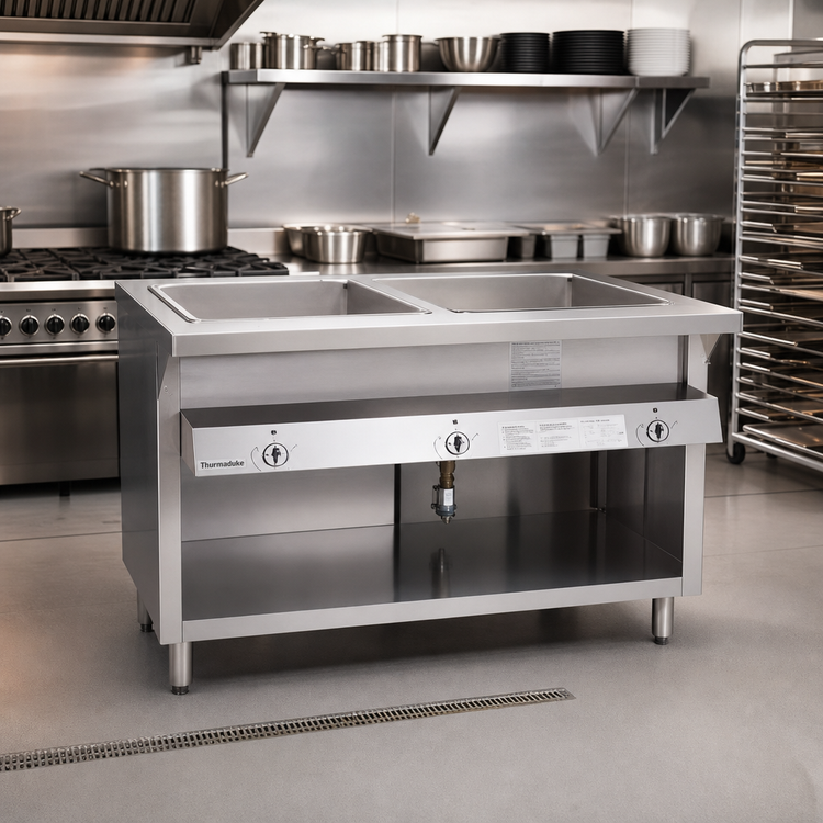 Product image #2 for Thurmaduke G-2-DLPG 2-Well 32" Propane Gas Dry Heat Steam Table
