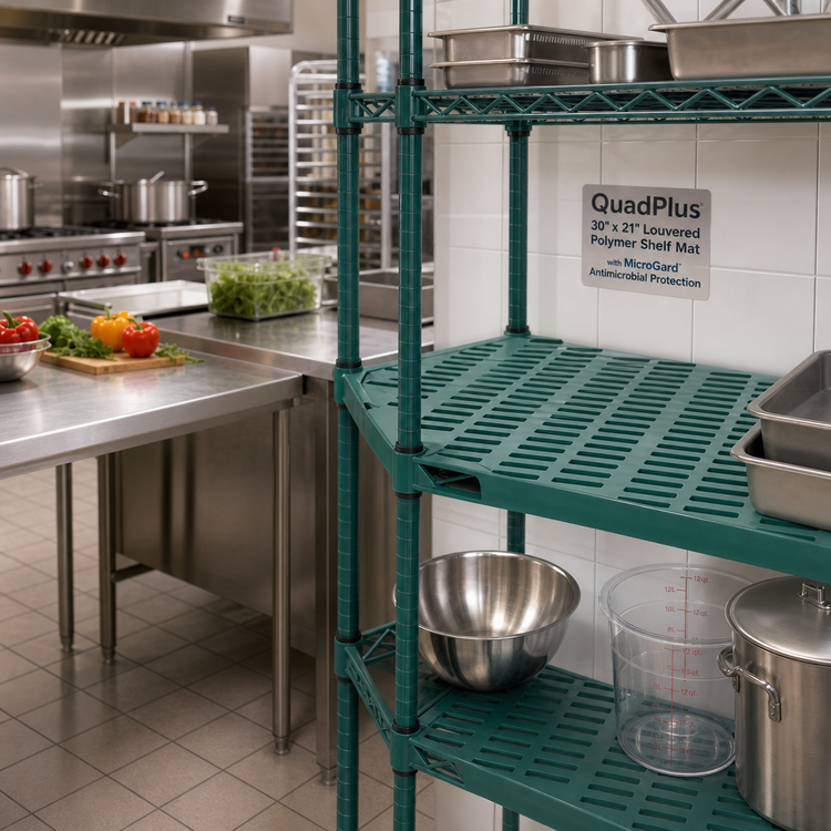 Product image #2 for QuadPlus 30" x 21" Louvered Polymer Shelf Mat with MicroGard Antimicrobial Protection