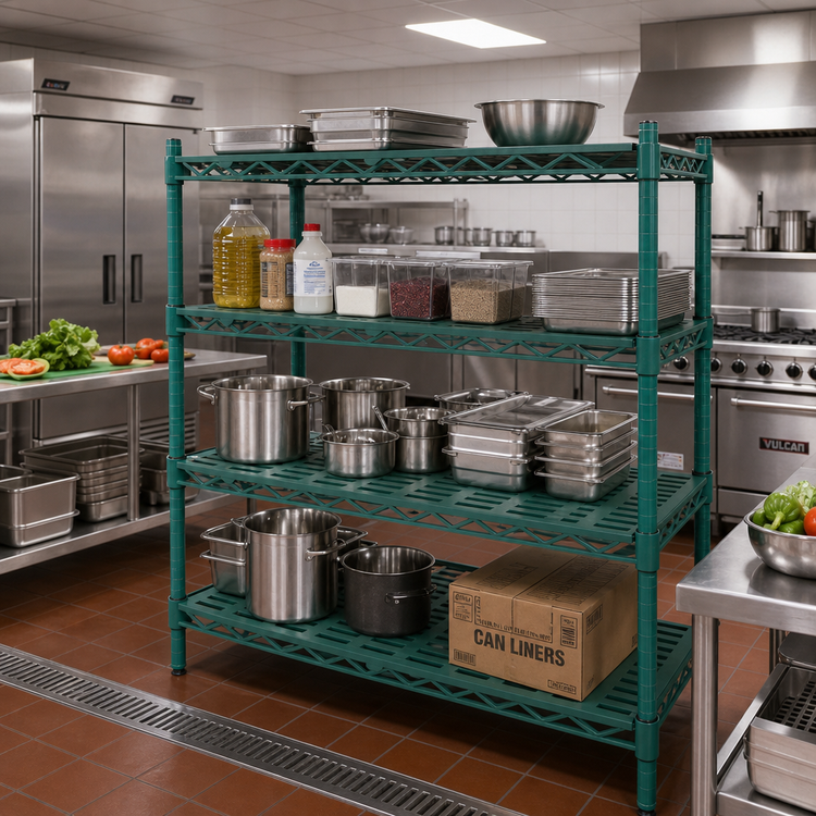 Product image #2 for Eagle Group QuadPLUS Solid Green Polymer Shelf Mat with Wire QuadTruss Frame, 48 x 24 Inches