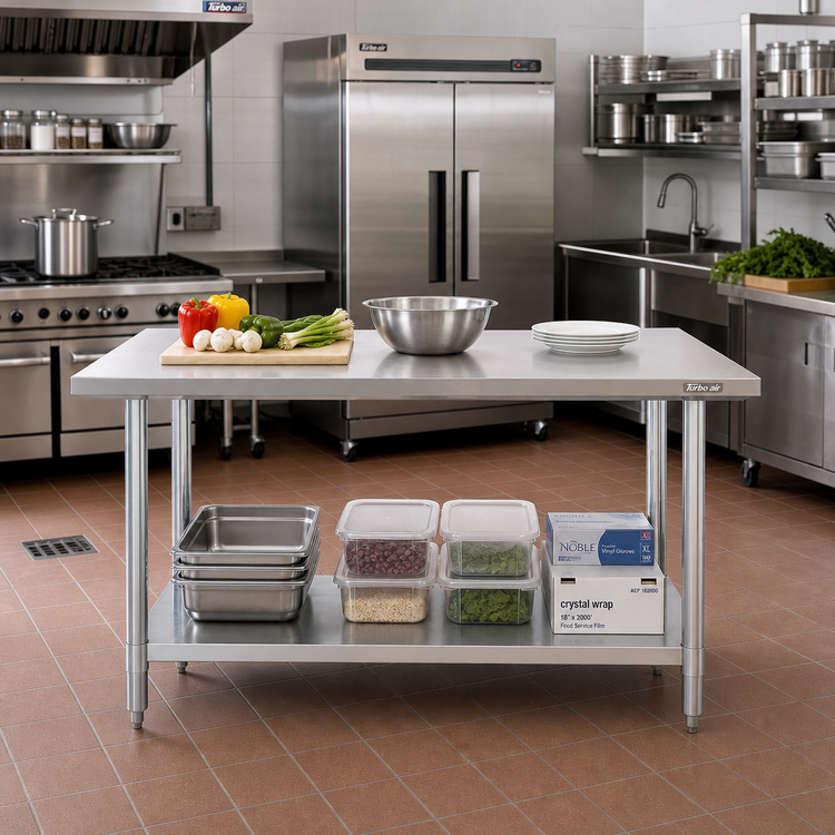 Product image #2 for Turbo Air 72 Inch x 24 Inch Stainless Steel Commercial Work Table with Undershelf