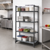 Thumbnail image #2 for Cambro Camshelving Basics Plus 4-Tier Stationary Starter Unit, 18-inch Deep x 36-inch Wide x 84-inch High, Vented and Solid Polypropylene Shelves, Brushed Graphite