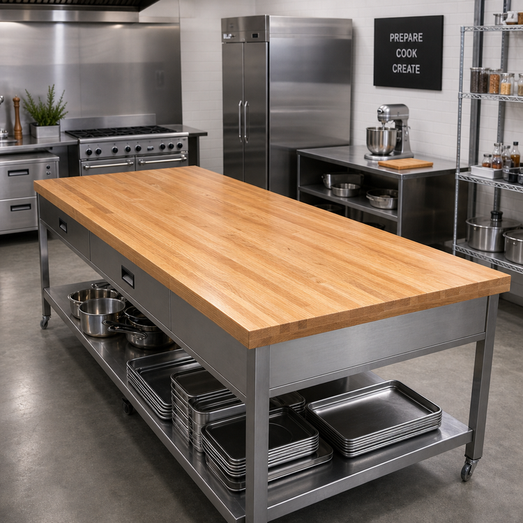 Product image #2 for Appalachian Red Oak Blended Edge Grain Island Countertop, 120 in. x 42 in. x 1.5 in., Varnique Finish