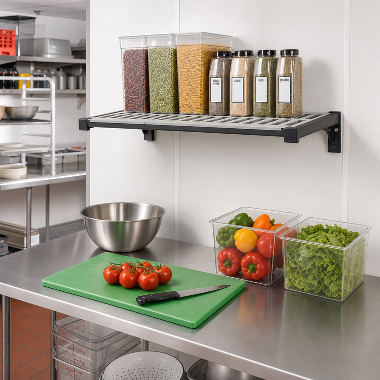 Product image #2 for Cambro Camshelving Elevation 18-Inch x 24-Inch Vented Wall Shelf Kit, Brushed Graphite