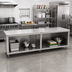 Thumbnail image #2 for John Boos Open Front Cabinet Base Work Table with 16-Gauge Stainless Steel Flat Top, 144W x 30D