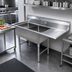 Thumbnail image #2 for Steel Works Stainless 18-Gauge 304 Stainless Steel Two-Compartment Sink with Right Drainboard