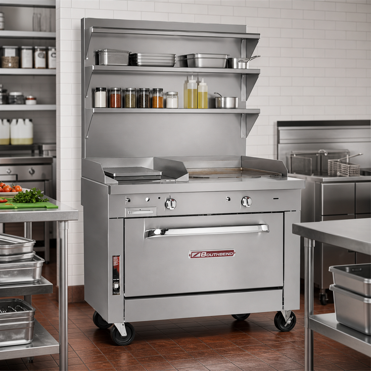 Product image #2 for Southbend Platinum 32-Inch Heavy Duty Gas Range with 16-Inch Hot Top, 16-Inch Griddle, and Convection Oven