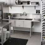 Thumbnail image #2 for John Boos E3S8-1220-12T12 3-Compartment Stainless Steel Sink with Left & Right Drainboards, 60"W x 25-1/2"D, 12" Deep