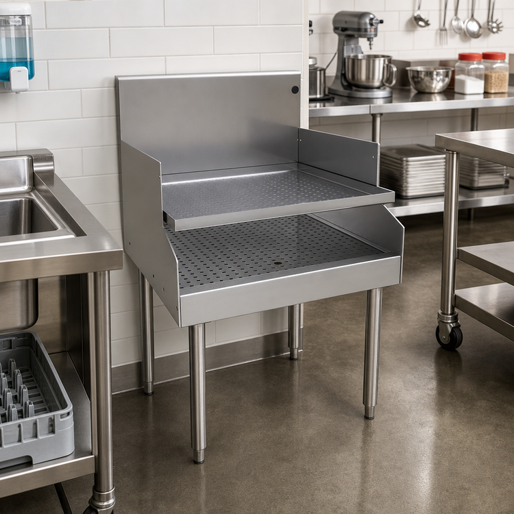 Product image #2 for Glastender RDBA-24S Freestanding Recessed Drainboard, 24 x 24 Inches, Stainless Steel