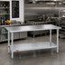 Thumbnail image #2 for Duke 108-Inch Stainless Steel Underbar Work Table with Galvanized Undershelf, Flat Top