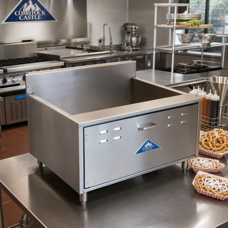 Product image #2 for Comstock-Castle 32-Inch Countertop Gas Flat-Bottom Funnel Cake / Blooming Onion Fryer