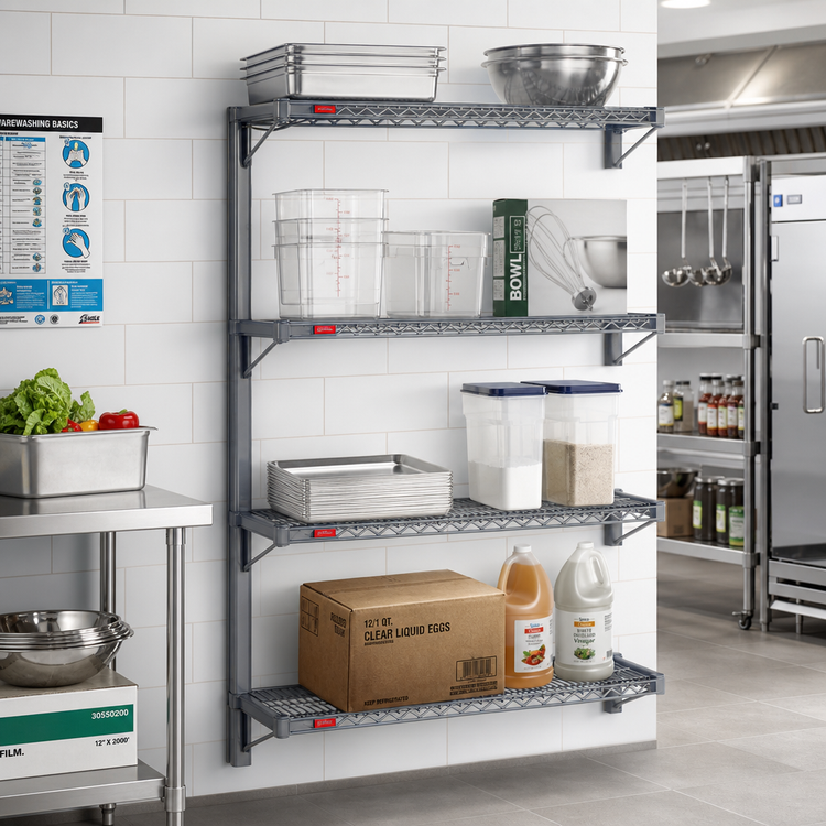 Product image #2 for Eagle Group Valu-Master 4-Tier Add-On Wire Shelving Unit, 48W x 21D x 74H, Pewter Gray Epoxy