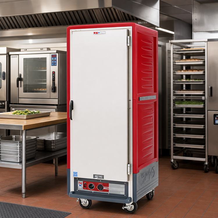 Product image #2 for Metro C5 3 Series Full-Height Mobile Heated Holding and Proofing Cabinet, Low Watt, Fixed Wire Slides, Red
